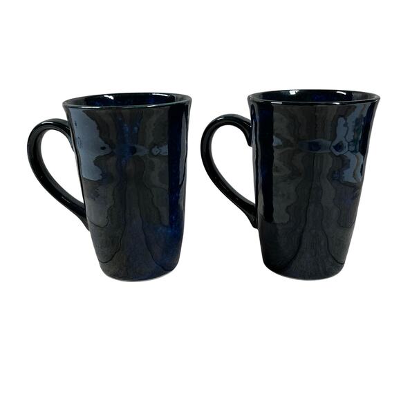 World Market Pair Cherry Blossom Blue Porcelain 10 oz Mug Cup Floral Japan - Picture 6 of 13